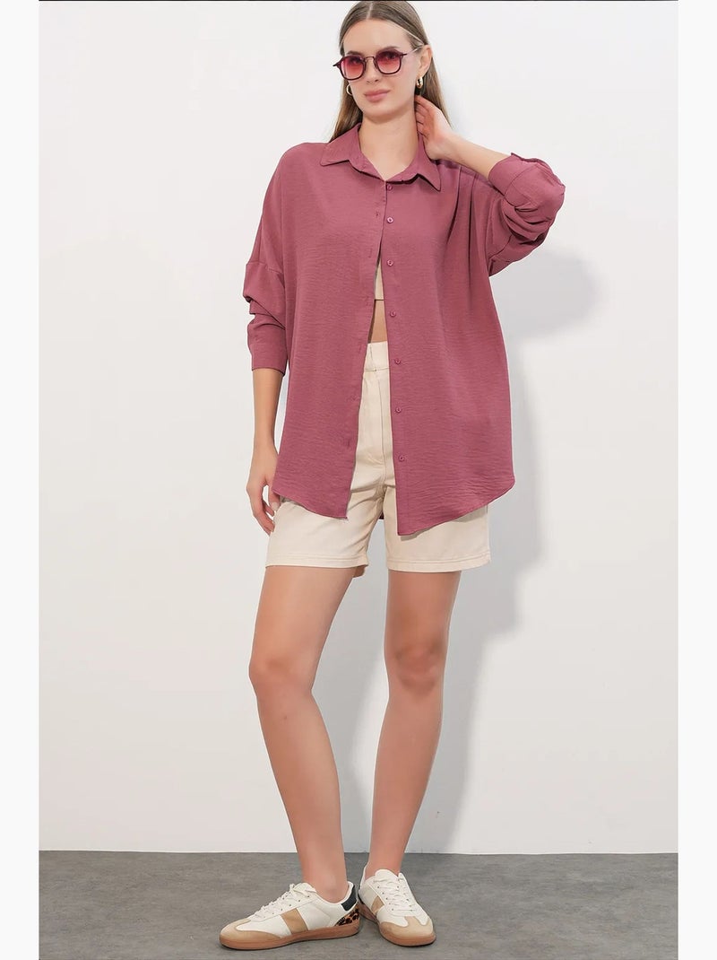 Chemisier femme long oversize bdart Mauve - Kiabi