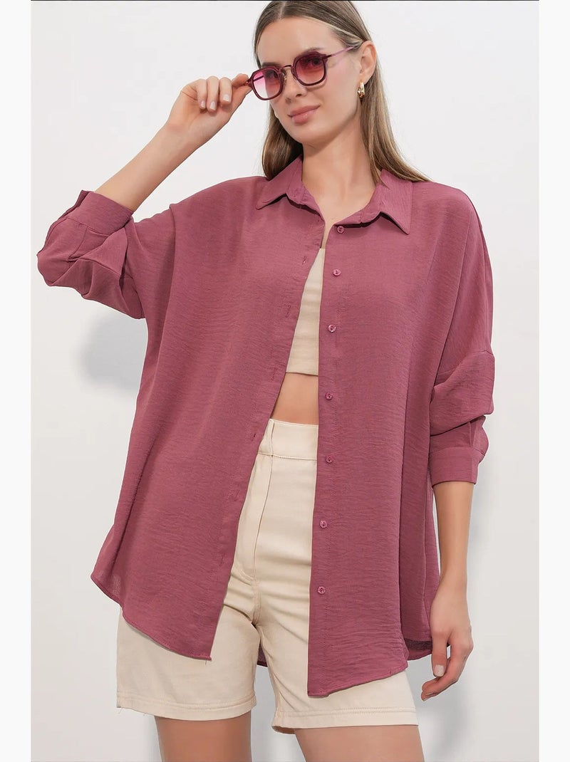 Chemisier femme long oversize bdart Mauve - Kiabi