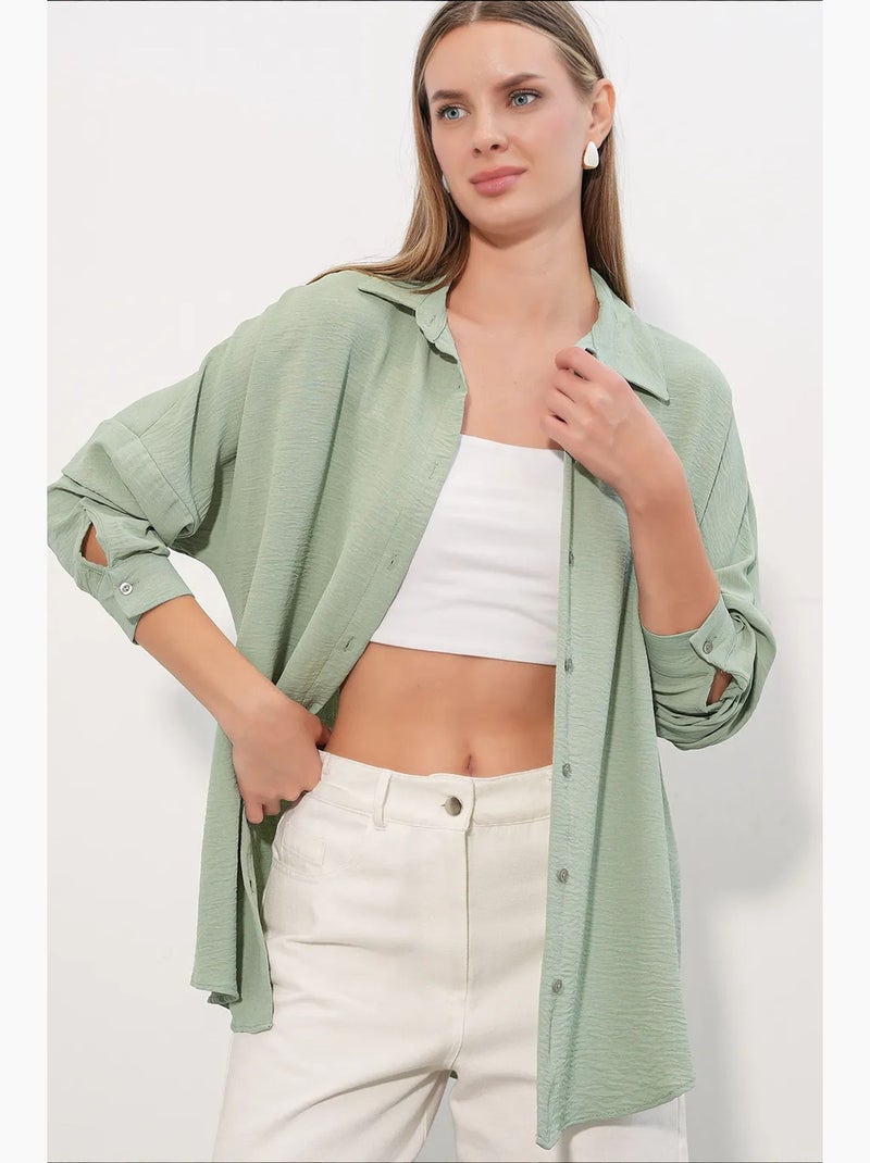 Chemisier femme long oversize bdart Vert menthe - Kiabi