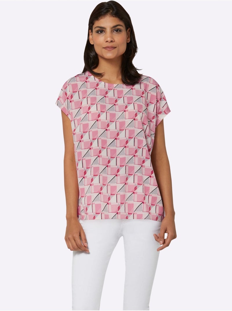 Chemisier Fermeture Boutonnée Dans Le Cou - Taille Standard - Moda Vilona Rose - Kiabi