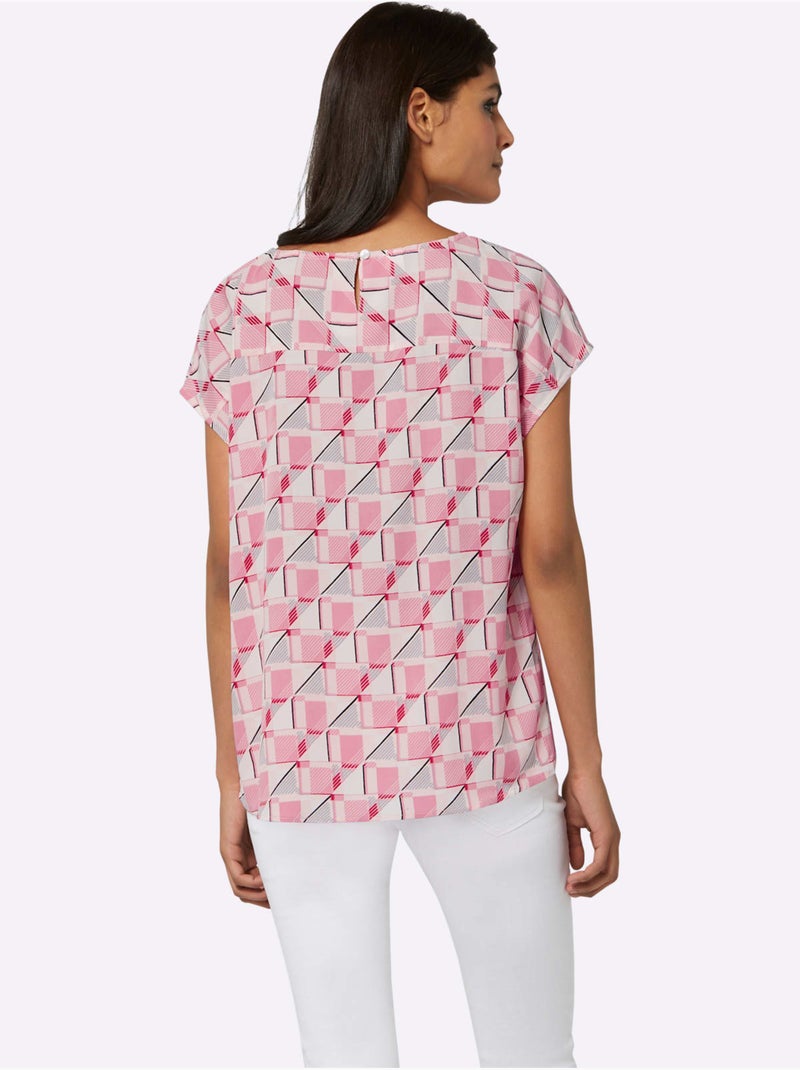 Chemisier Fermeture Boutonnée Dans Le Cou - Taille Standard - Moda Vilona Rose - Kiabi