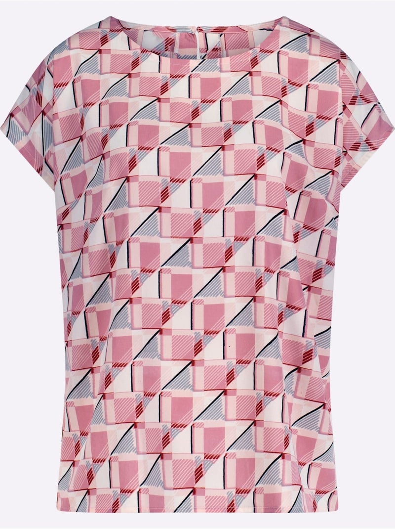 Chemisier Fermeture Boutonnée Dans Le Cou - Taille Standard - Moda Vilona Rose - Kiabi