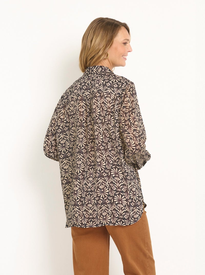 Chemisier fil brillant manches avec pattes - AFIBEL Noir Beige - Kiabi