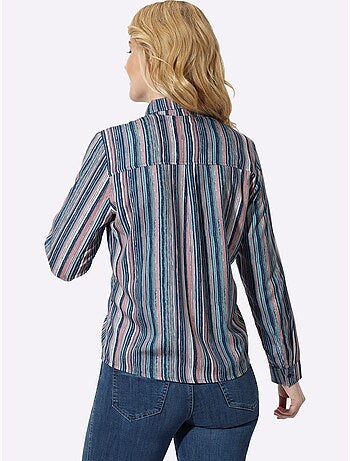 Chemisier fines rayures longues affinantes - taille standard - moda vilona