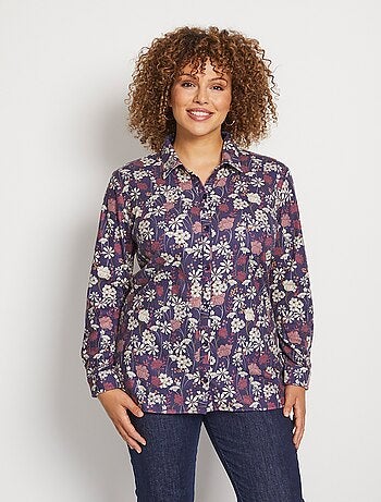 Chemisier fleuri maille chaude