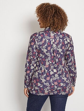Chemisier fleuri maille chaude