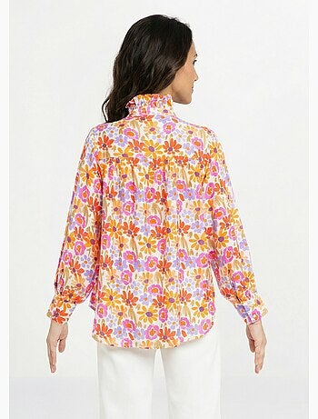 Chemisier fleuri pop, col volanté - AFIBEL