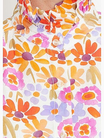 Chemisier fleuri pop, col volanté - AFIBEL