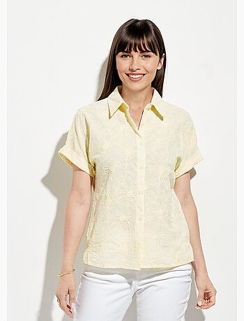 Chemisier fleurs brodées et paillettes - AFIBEL