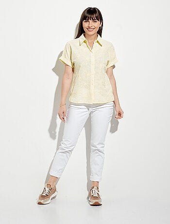 Chemisier fleurs brodées et paillettes