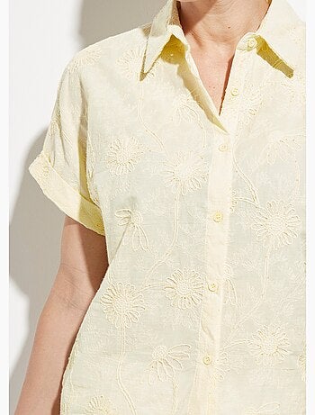 Chemisier fleurs brodées et paillettes