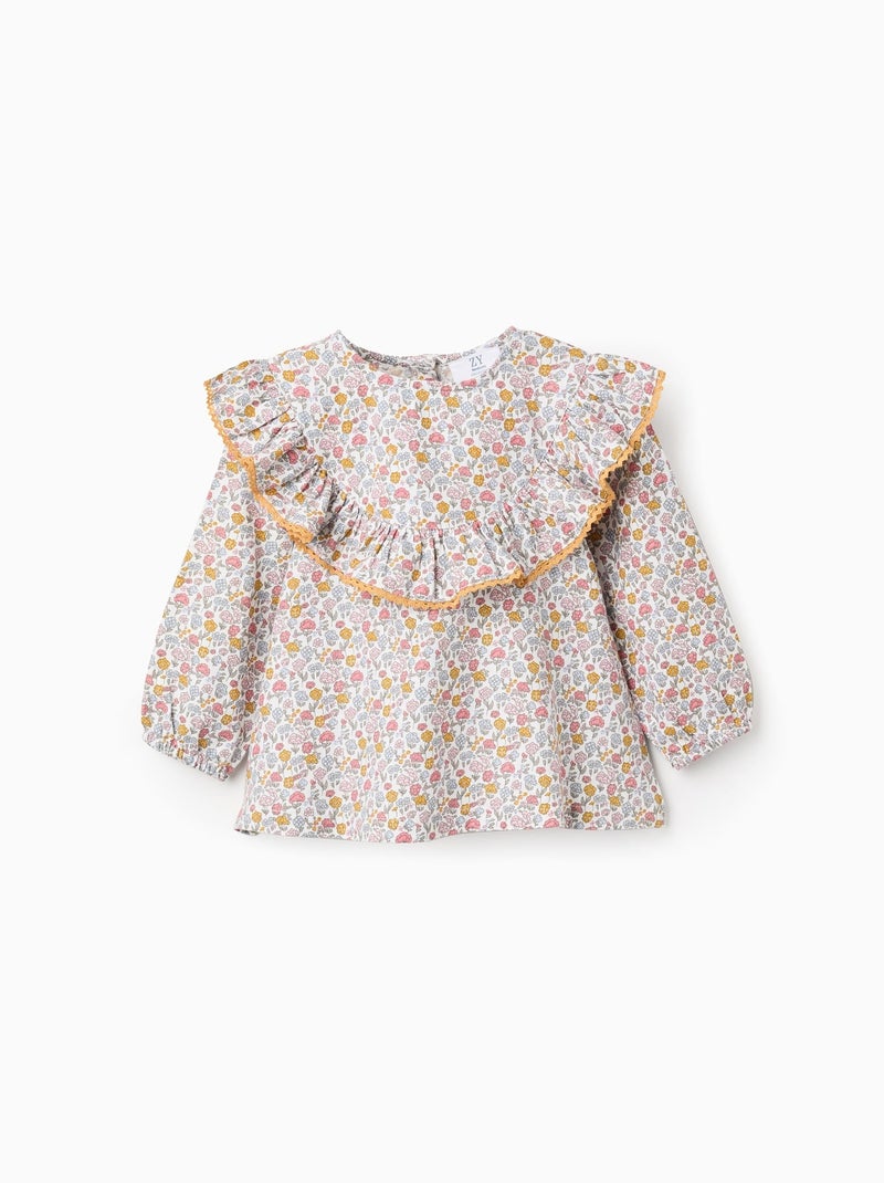 Chemisier Floral en Coton Beige clair - Kiabi