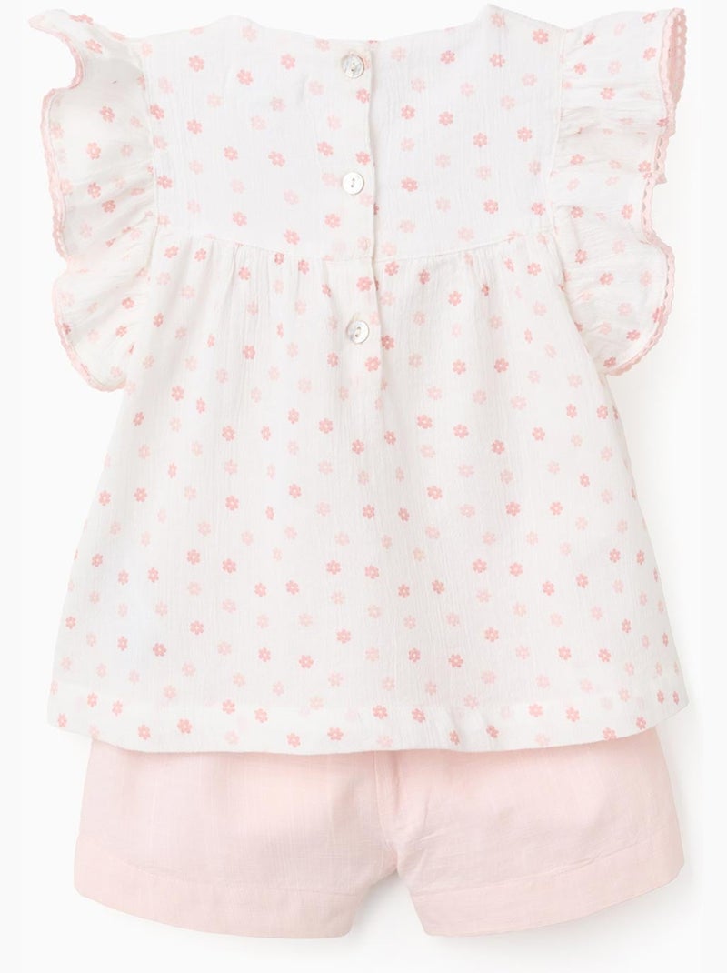 Chemisier Floral + Short en Coton Blanc - Kiabi