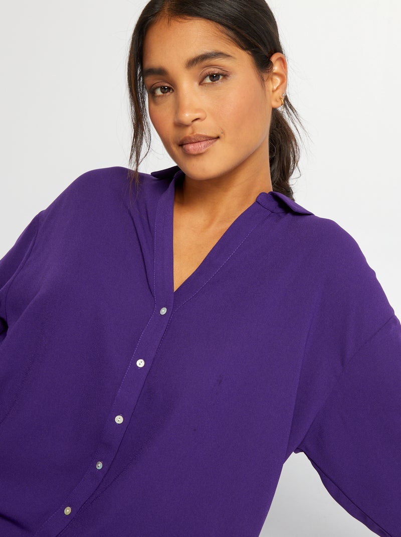 Chemisier Femme Fluide BPC - Manches Longues, Pois Fuchsia/violet - Taille 36