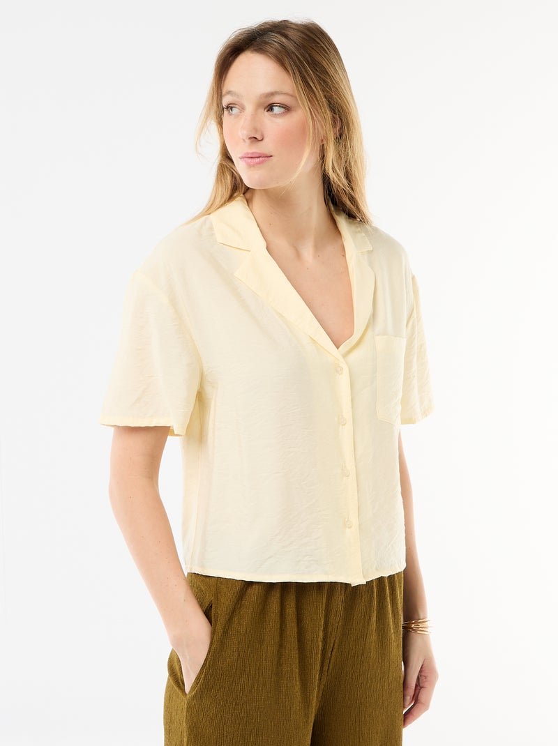 Chemisier fluide à manches courtes Jaune - Kiabi