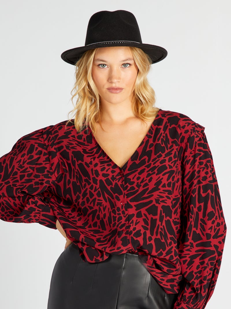 Chemisier fluide à motif Rouge /noir - Kiabi