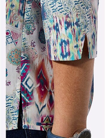 Chemisier fluide avec encolure ronde et manches 3/4 à motifs patchwork - Taille standard - Witt