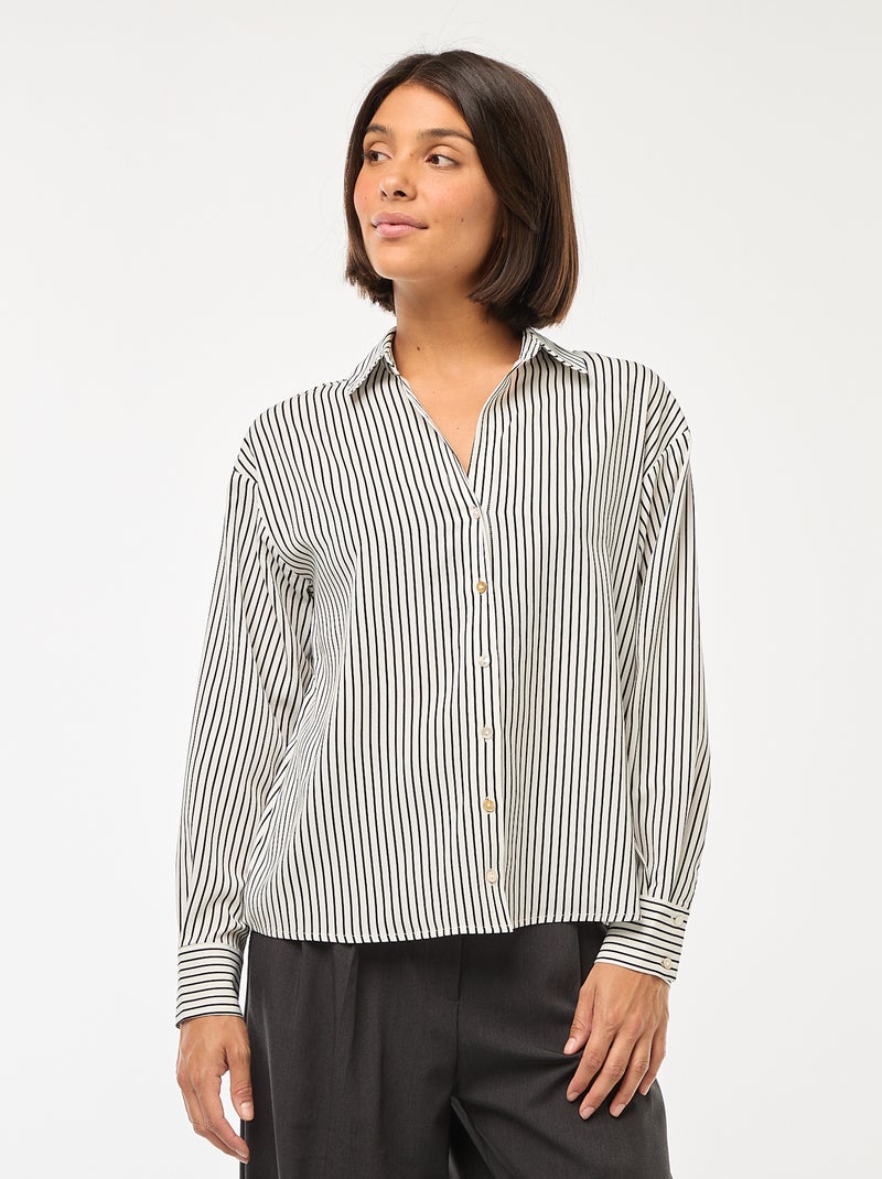 Chemisier Femme Gerry Webber Motif Blanc Noir Et Corail - Taille 44/46, Occasion Très Bon état (comme Neuf)