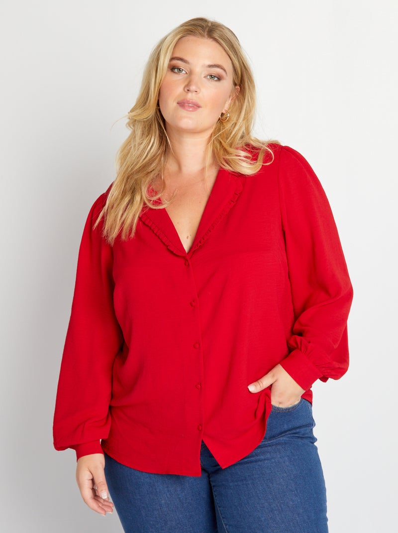 Chemisier fluide col tailleur Rouge - Kiabi