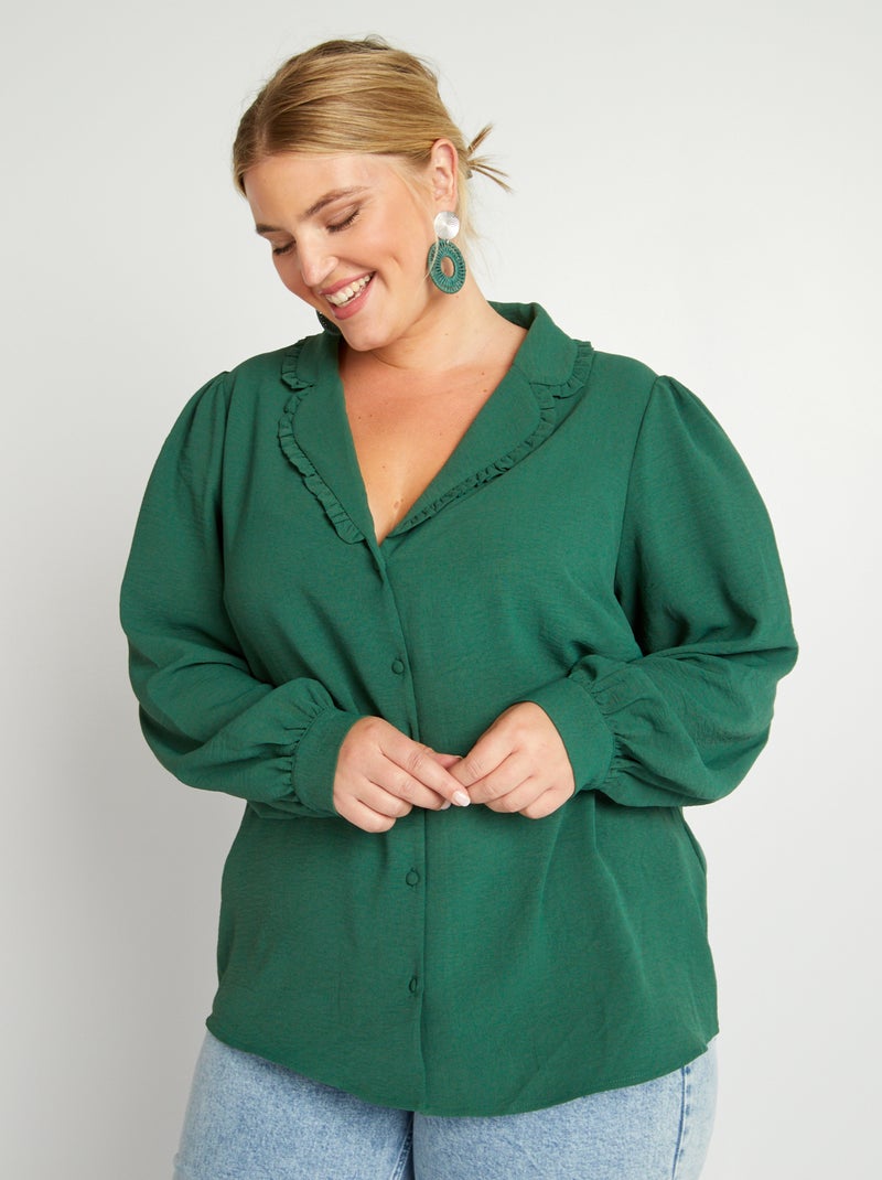 Chemisier fluide col tailleur Vert - Kiabi