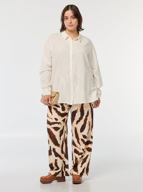 Chemisier fluide en lin mélangé - Kiabi