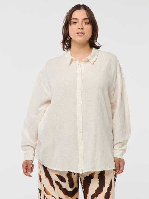 Chemisier fluide en lin mélangé - Kiabi