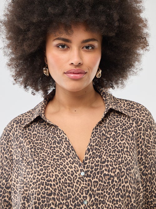 Chemisier fluide en maille crêpe - Kiabi