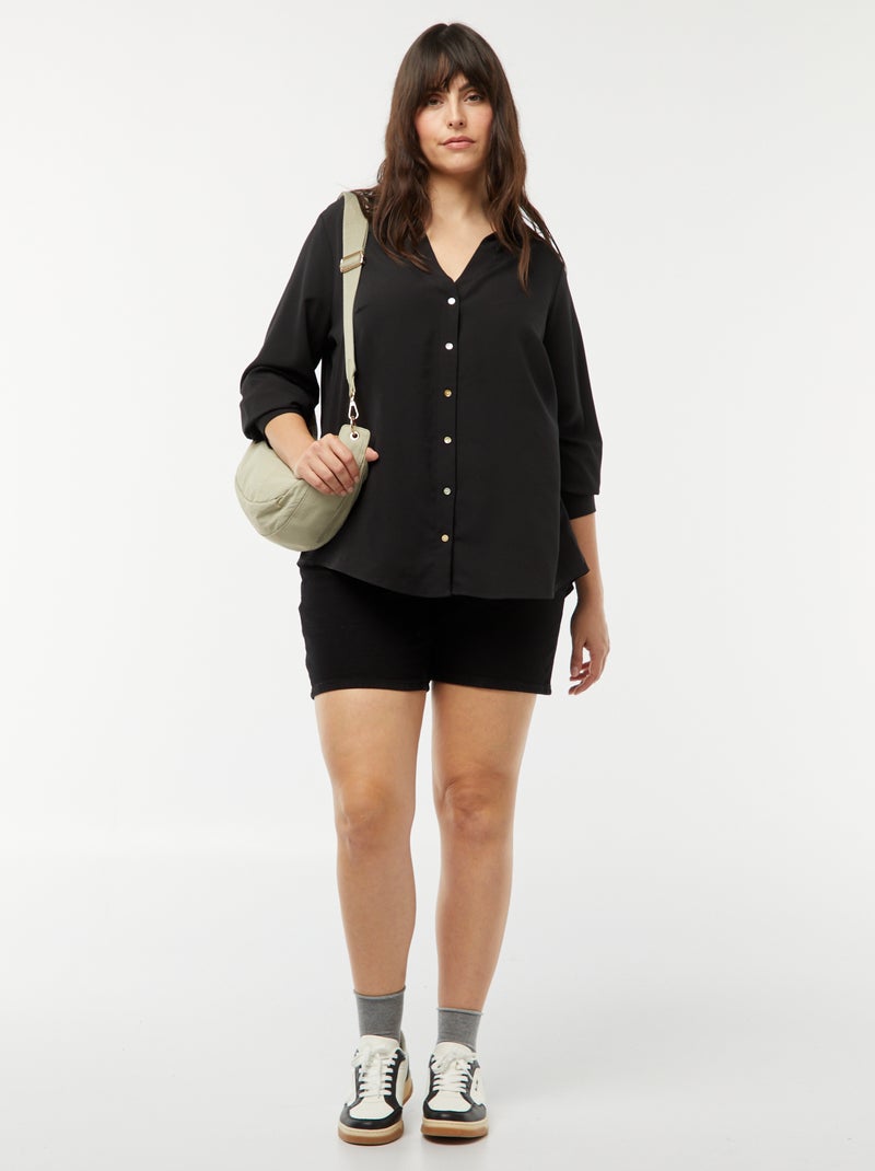 Chemisier fluide en maille crêpe NOIR - Kiabi