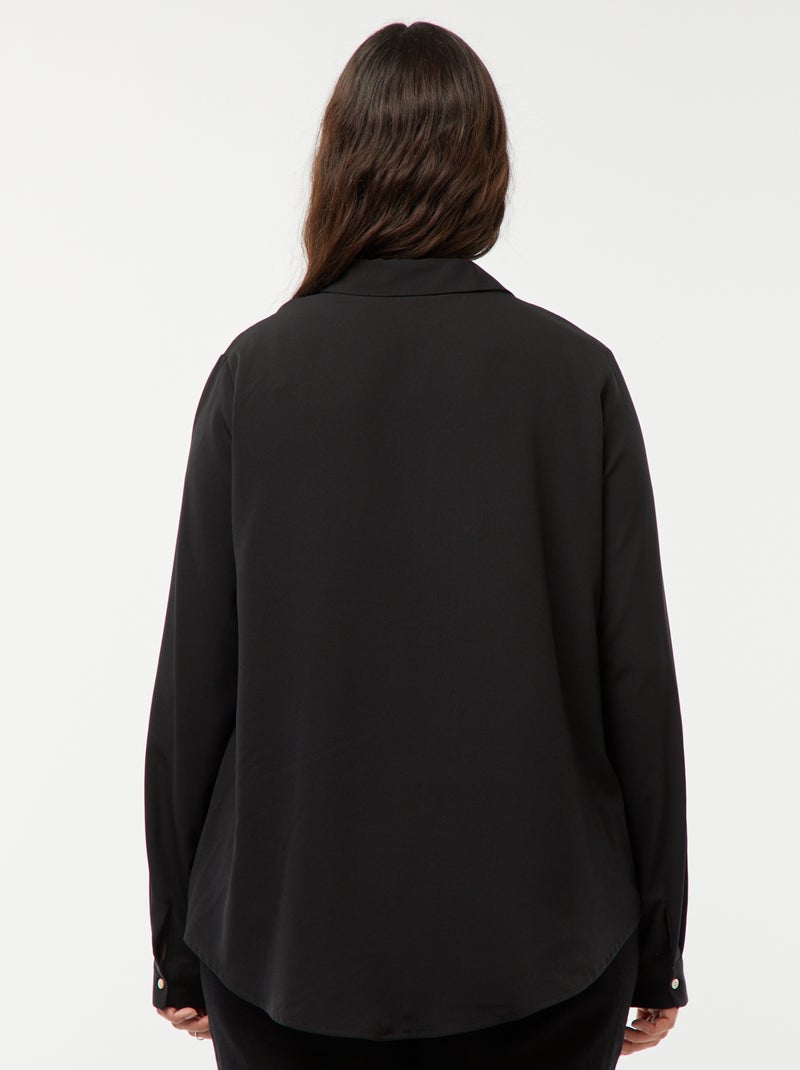 Chemisier fluide en maille crêpe NOIR - Kiabi