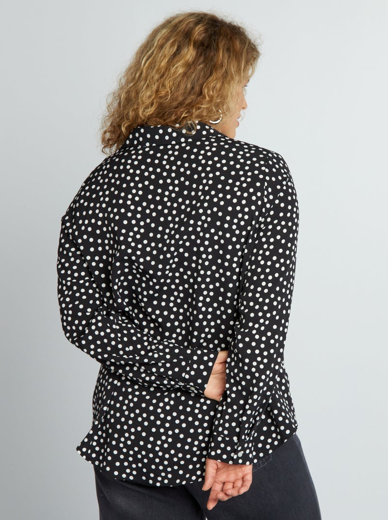 Chemisier fluide en maille crêpe Noir 'pois' - Kiabi