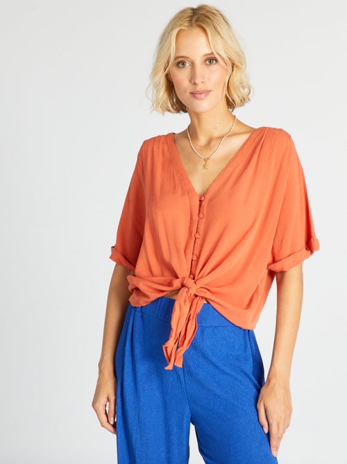 Chemisier fluide en maille crêpée - Kiabi