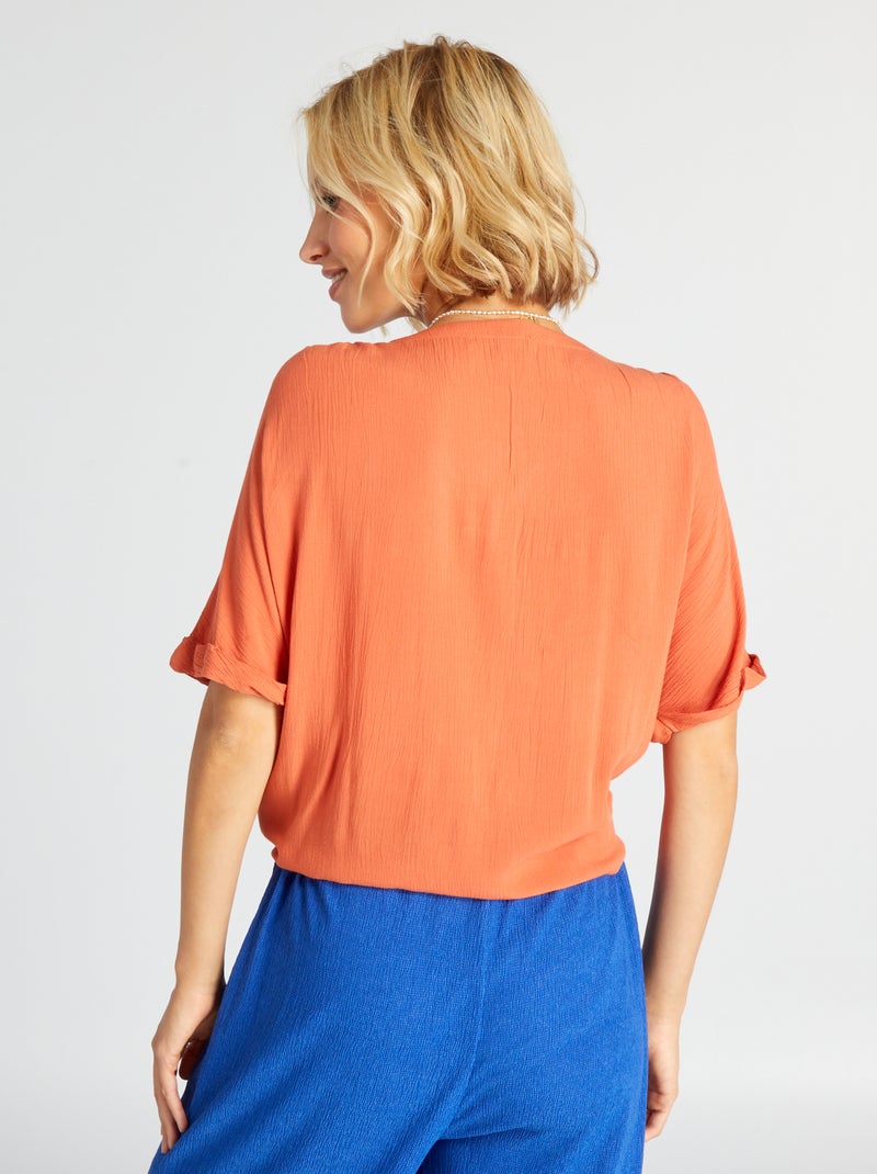 Chemisier fluide en maille crêpée orange - Kiabi