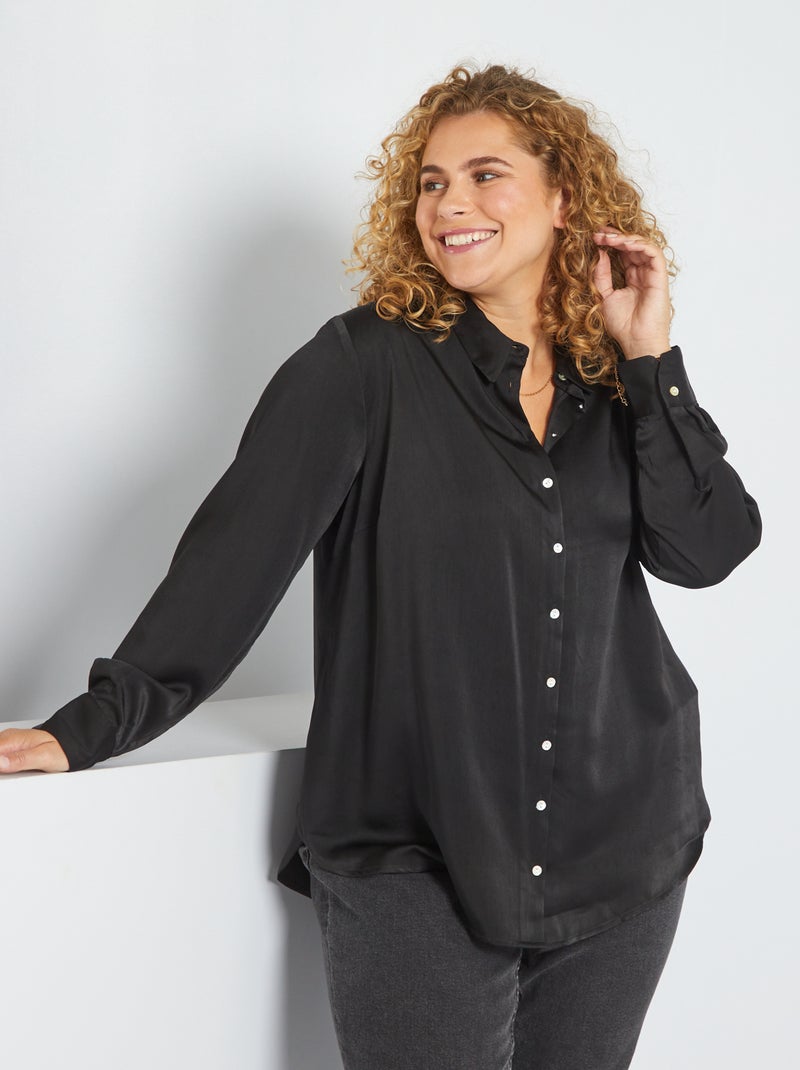 Chemisier fluide imprimé all-over noir - Kiabi