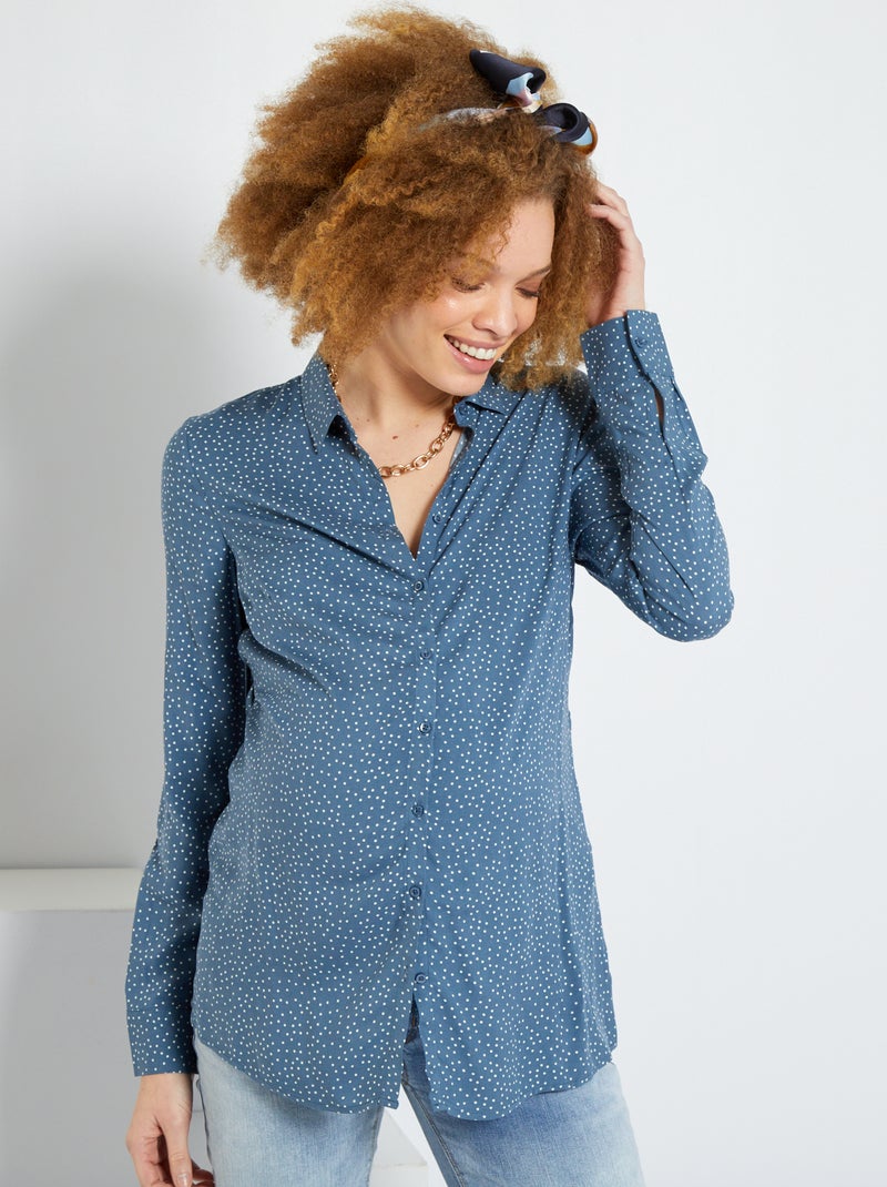 Chemisier fluide imprimé bleu à pois - Kiabi