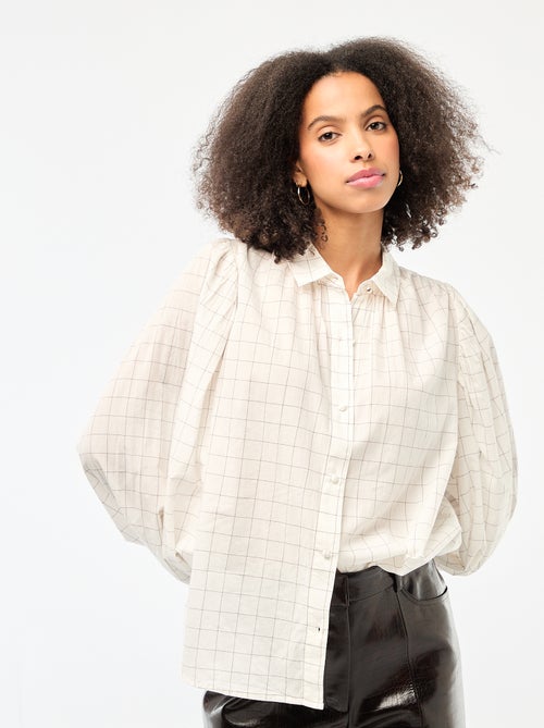Chemisier fluide imprimé carreaux - Kiabi