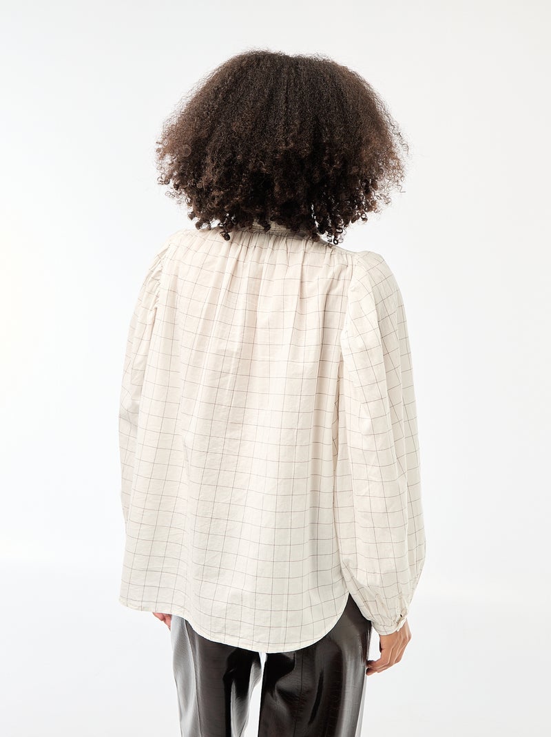 Chemisier fluide imprimé carreaux Blanc carreaux - Kiabi