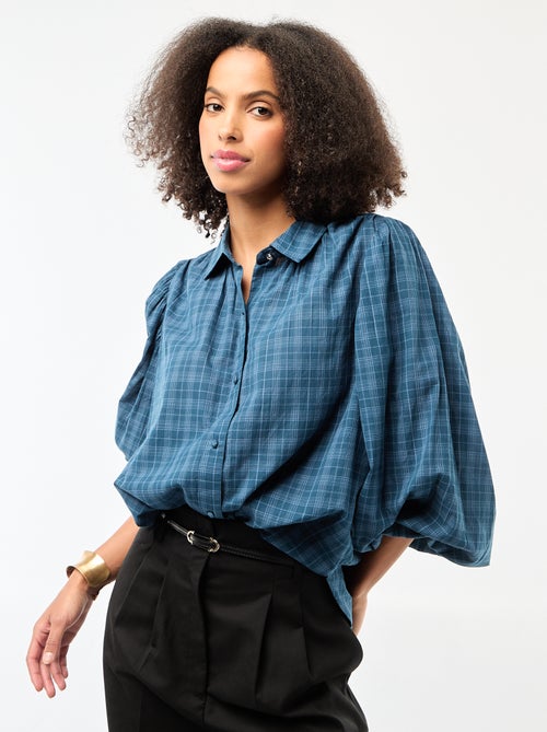 Chemisier fluide imprimé carreaux - Kiabi