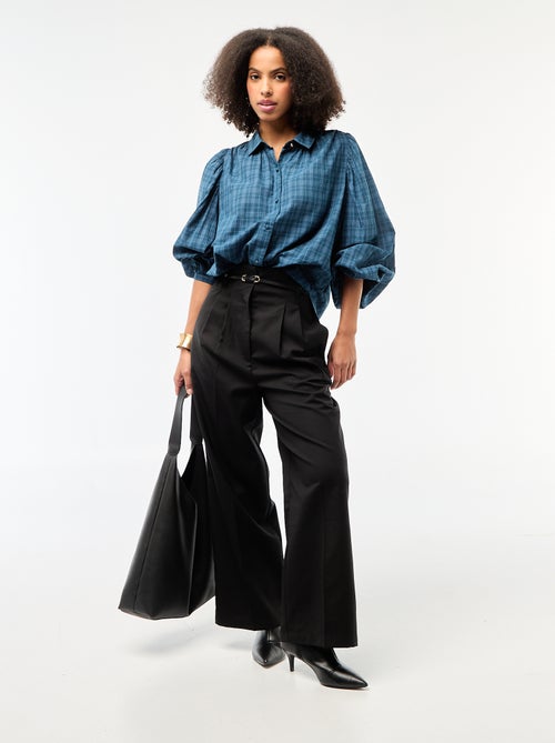 Chemisier fluide imprimé carreaux - Kiabi