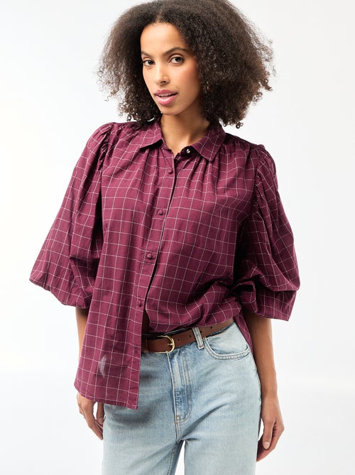 Chemisier fluide imprimé carreaux - Kiabi