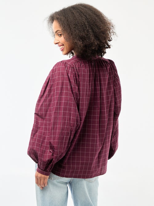 Chemisier fluide imprimé carreaux - Kiabi