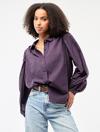 Chemisier fluide imprimé carreaux