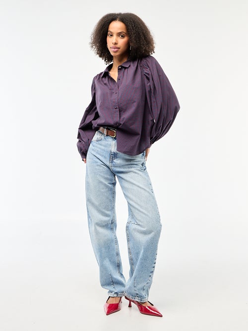 Chemisier fluide imprimé vichy - Kiabi