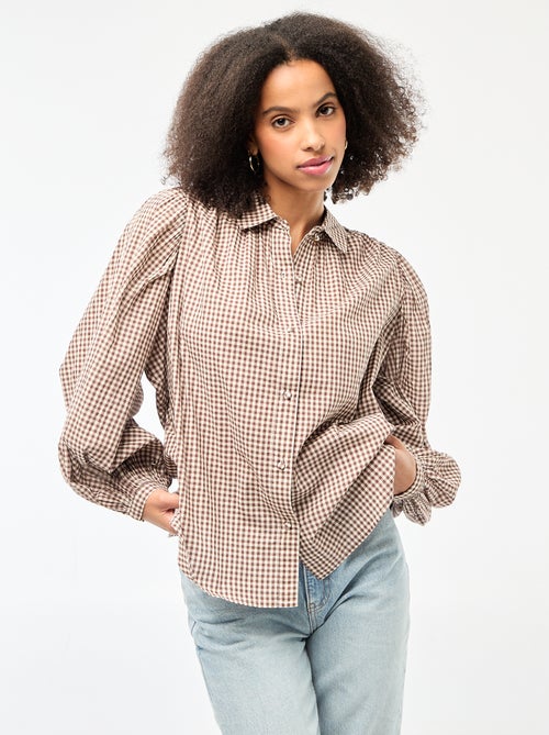 Chemisier fluide imprimé vichy - Kiabi