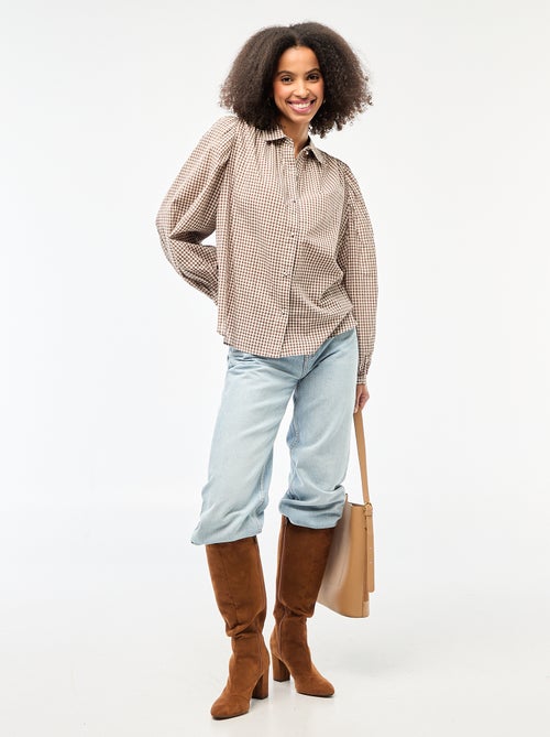 Chemisier fluide imprimé vichy - Kiabi