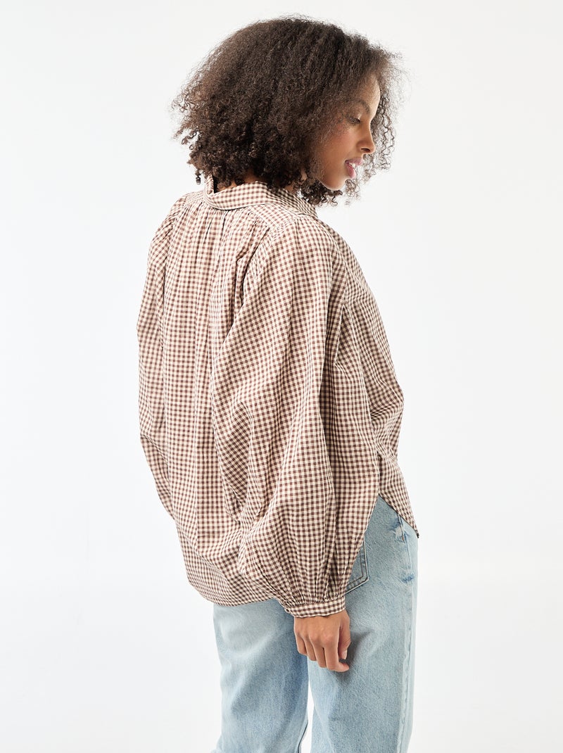 Chemisier fluide imprimé vichy Marron vichy - Kiabi