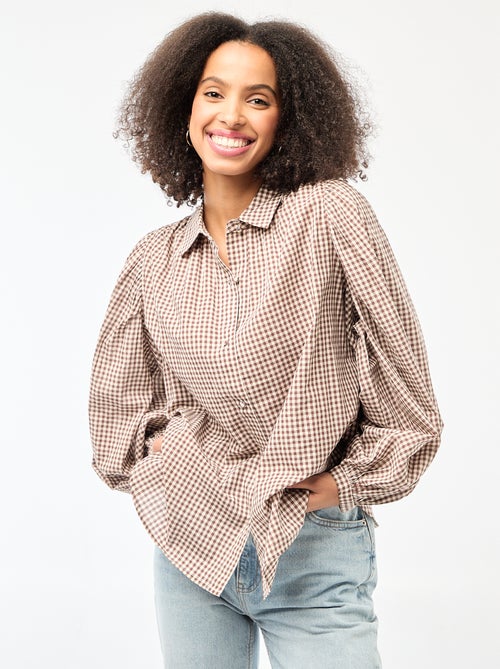 Chemisier fluide imprimé vichy - Kiabi