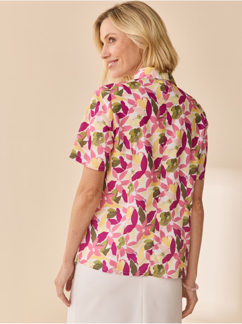 Chemisier fluide manches courtes - DAXON Rose/Multicolore - Kiabi