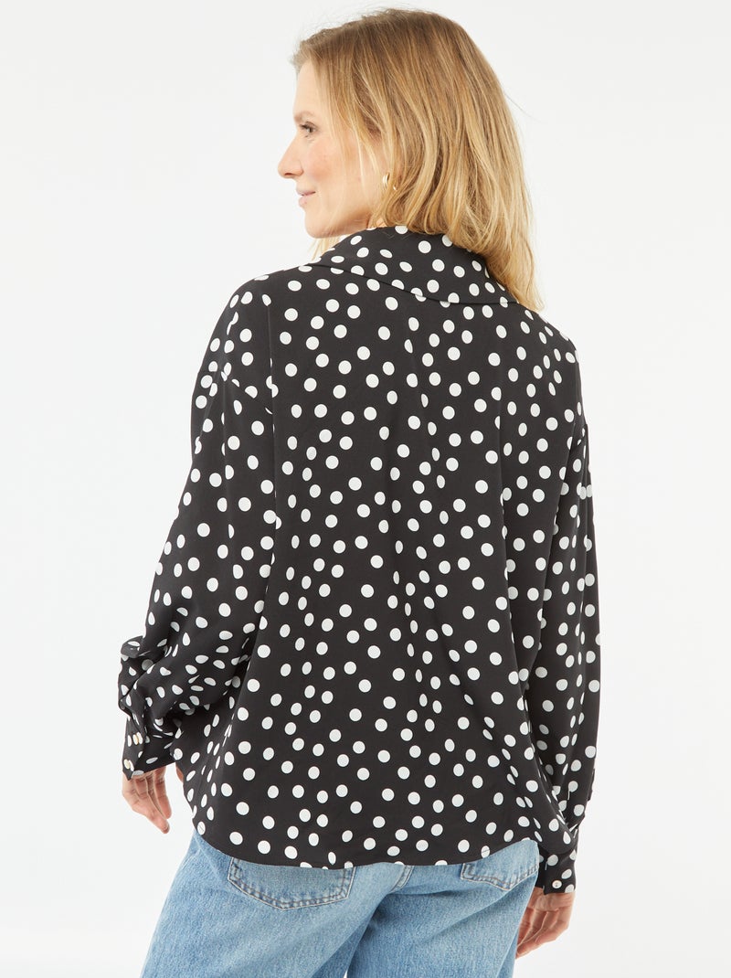 Chemisier fluide Noir à pois - Kiabi