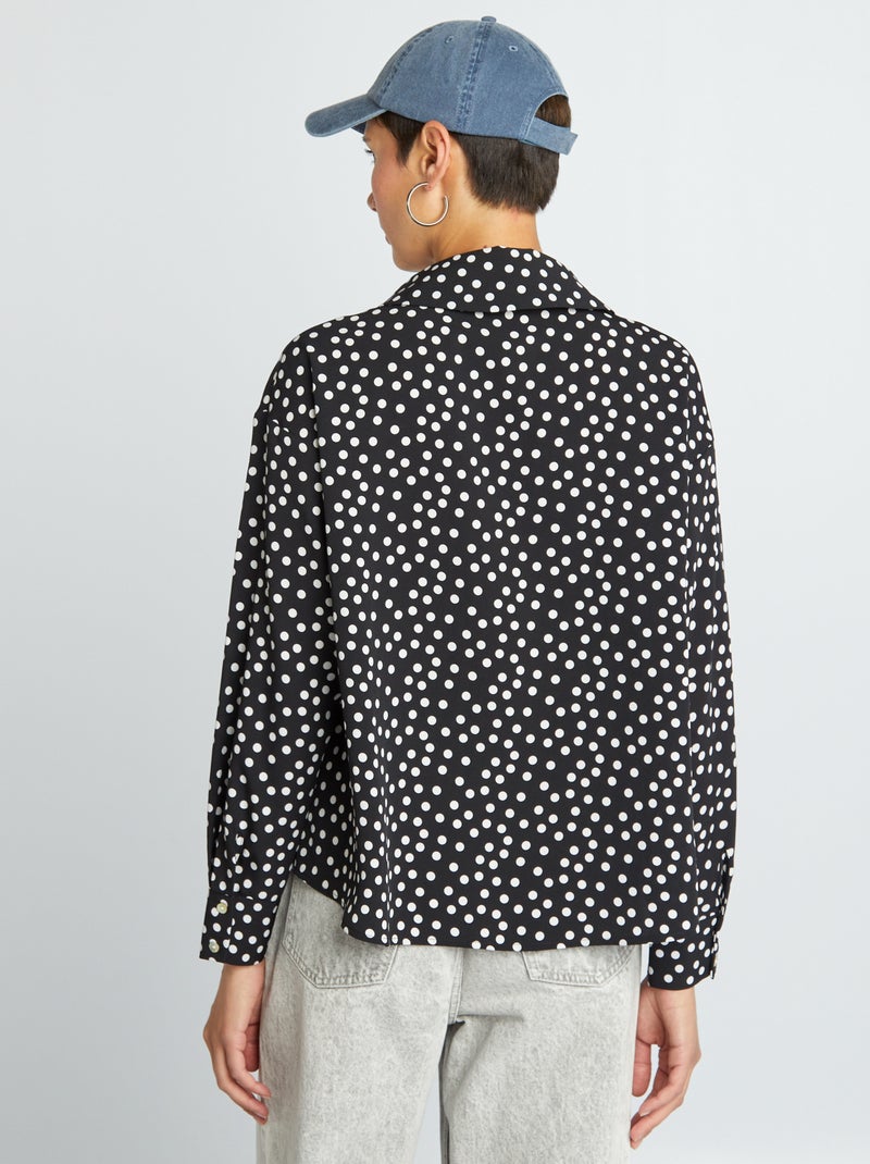 Chemisier Noir à Pois - Col V - Taille 2 - Chico's - Occasion Très Bon état