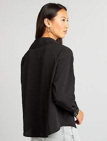 Chemisier Femme KIABI Taille 38 - Noir Et Blanc à Pois, Coton, Manches Longues